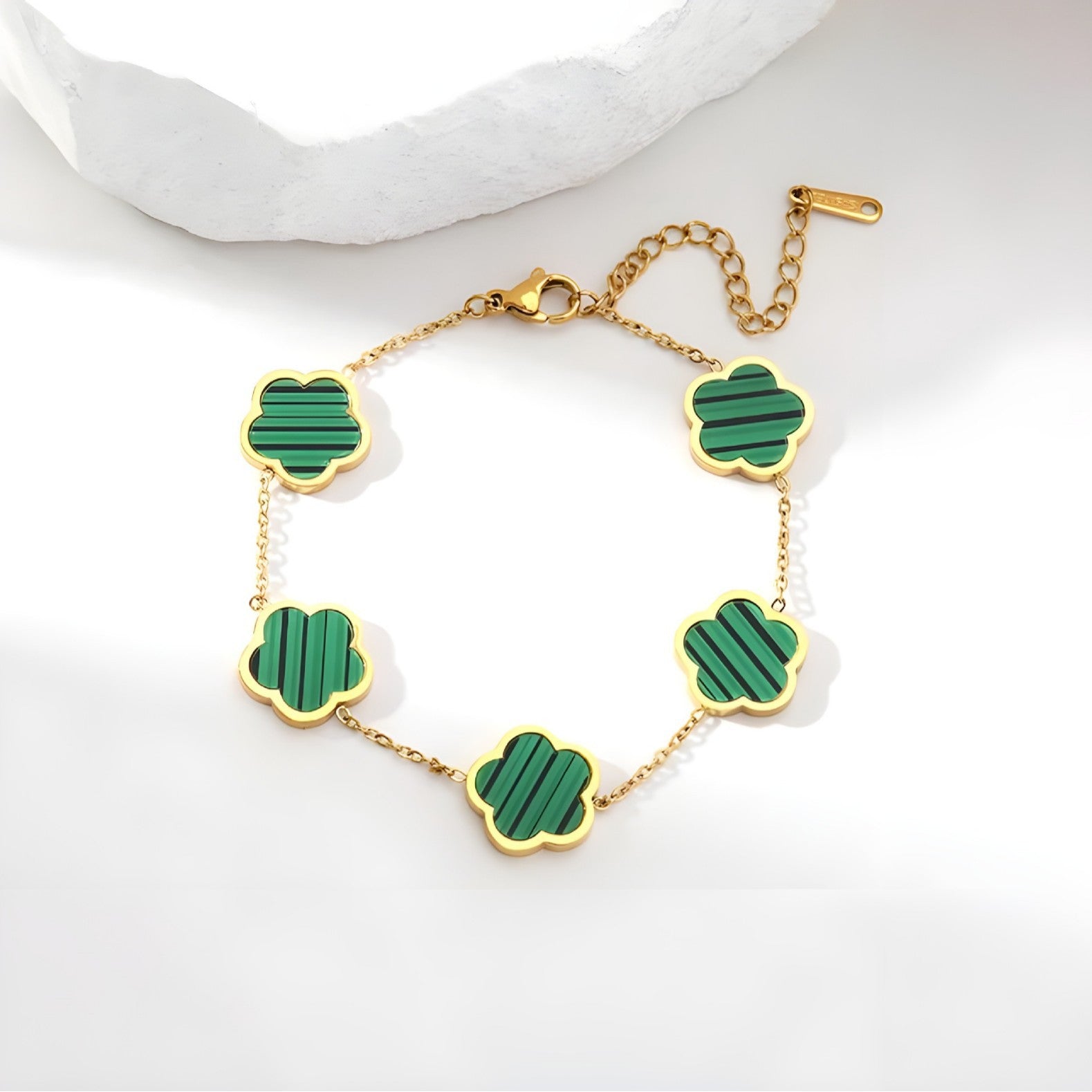 Labubu Hot Sale Stainless Steel Five-Leaf Clover Bracelet for Women - Sparkling, Waterproof, Non-Fading, Lucky Charm Jewelry