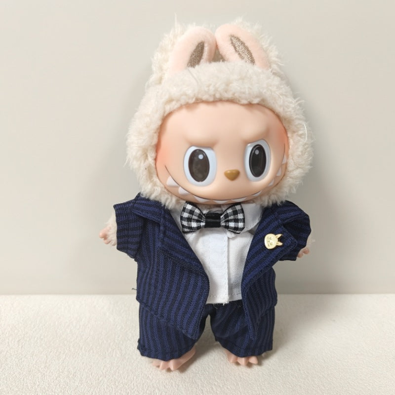 Labubu 17cm Doll Clothes Set - Black Suit Outfit for Figurine Dress-Up Accessory