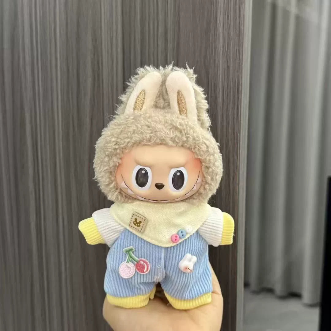 (Clothes only) Labubu doll clothes 17cm pendant first and second generation vinyl plush doll replacement clothes set