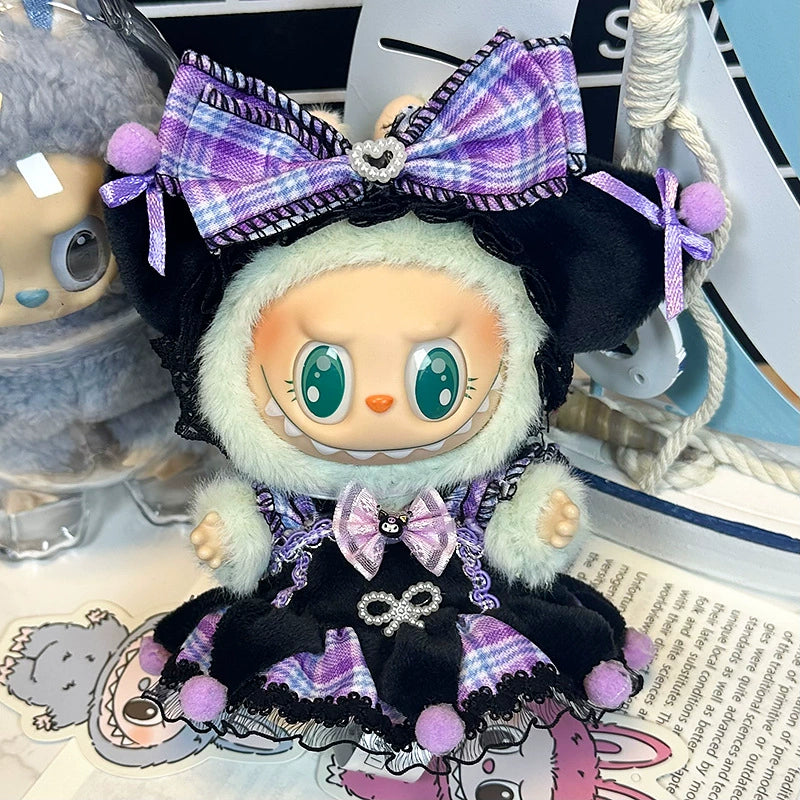 labubu sitting party doll clothes first and second generation blind box with Labubu doll clothes labubu clothes plush vinyl face