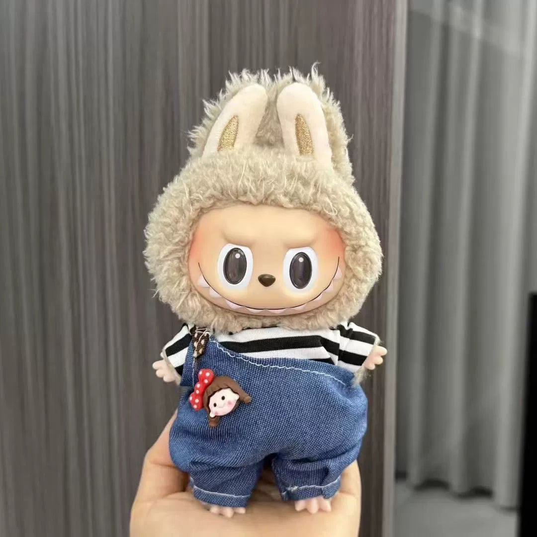 (Clothes only) Labubu doll clothes 17cm pendant first and second generation vinyl plush doll replacement clothes set