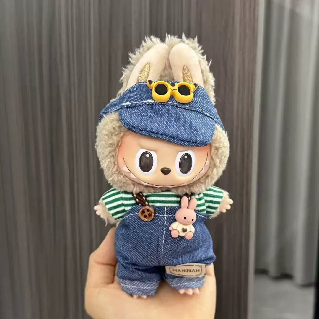 (Clothes only) Labubu doll clothes 17cm pendant first and second generation vinyl plush doll replacement clothes set